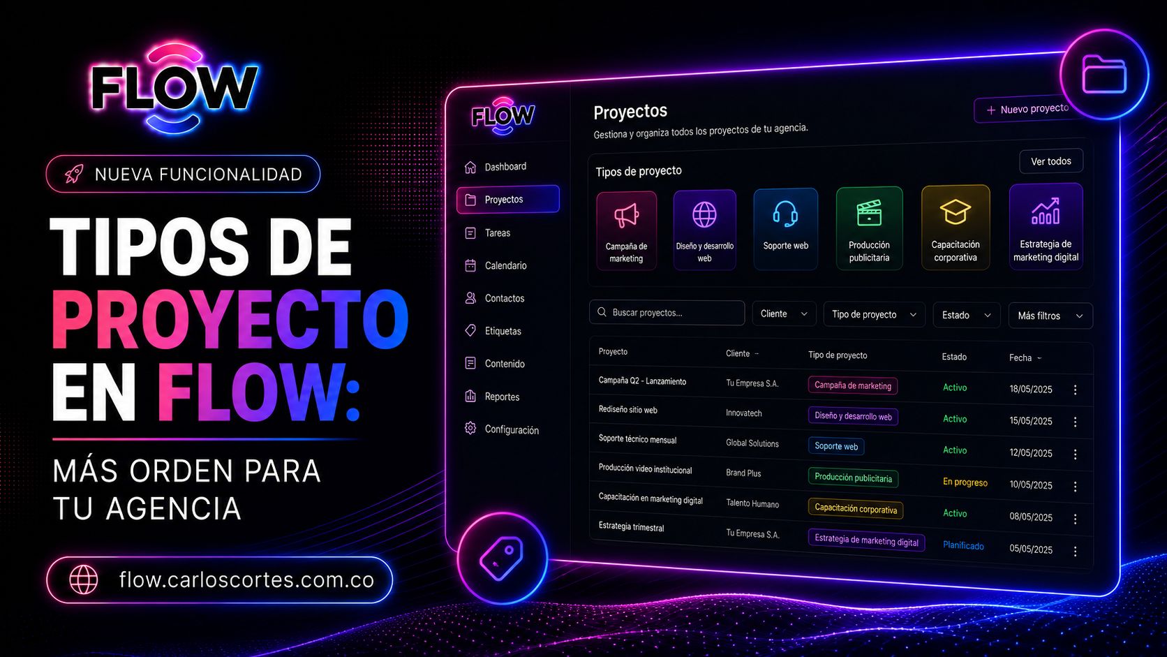Tipos de proyecto en Flow: más orden para tu agencia
